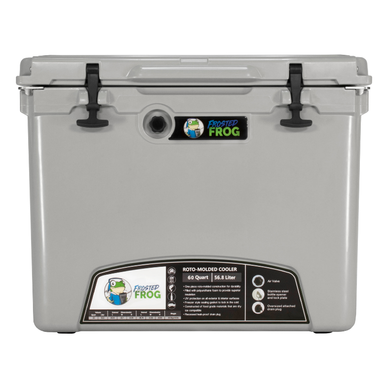 Frosted Frog 60QT Cooler with Wheels & Telescoping Handle – Gray