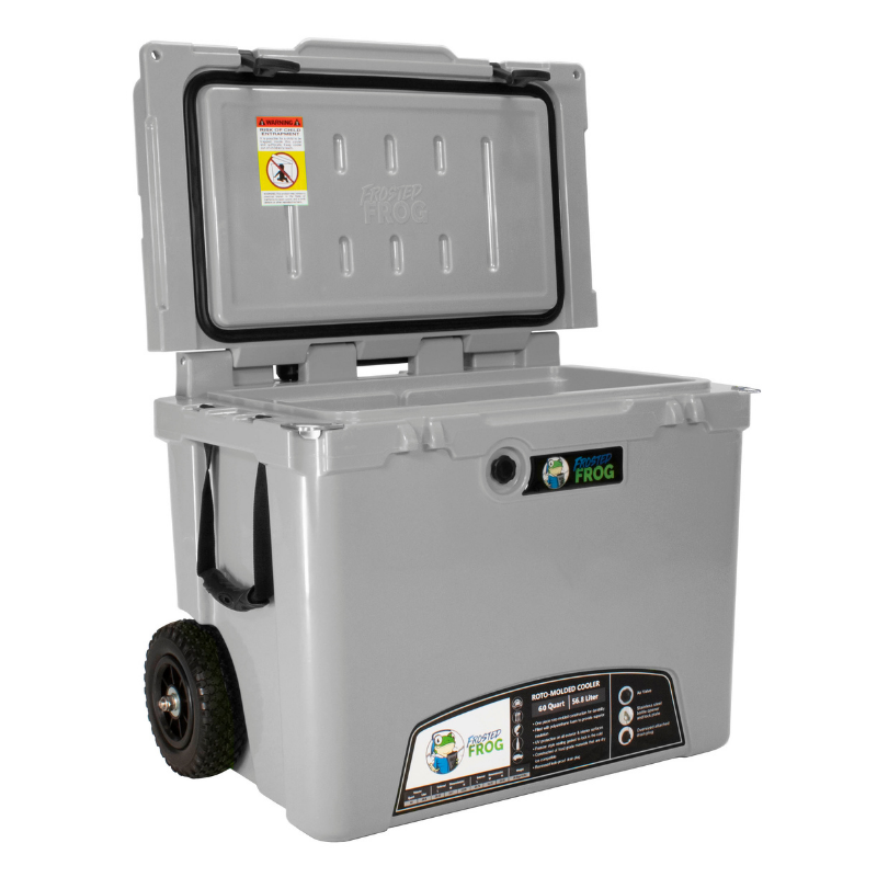 Frosted Frog 60QT Cooler with Wheels & Telescoping Handle – Gray