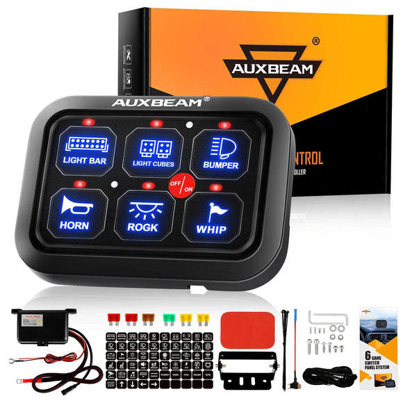 Auxbeam - BC60 6 GANG LED SWITCH PANEL, OFF ROAD LIGHT CONTROLLER (BLUE)