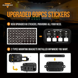 Auxbeam - GA80 8 GANG LED SWITCH PANEL KIT AUTOMATIC DIMMABLE UNIVERSAL(ONE-SIDED OUTLET) GREEN