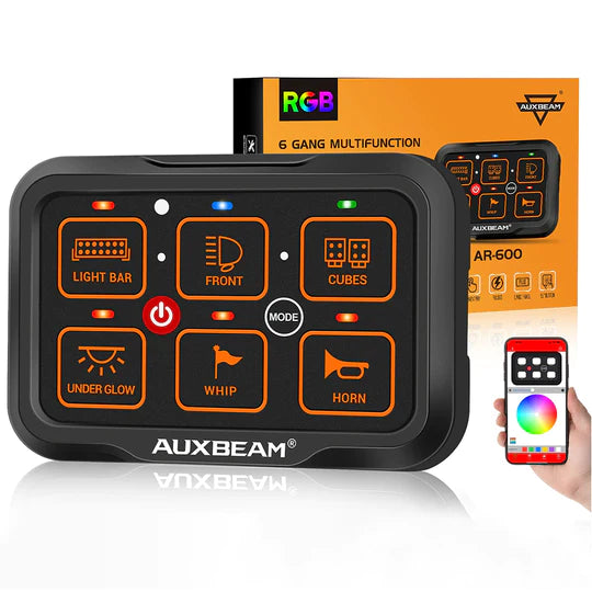 Auxbeam - AR-600 RGB SWITCH PANEL WITH APP, TOGGLE/ MOMENTARY/ PULSED MODE SUPPORTED