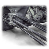 DRT Can-Am Maverick X3 2017+ Billet Aluminum 3-PC Radius Rod Plate Kit Full rear view from an angle