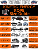 5/8"x20' Kinetic Energy Recovery Rope Kit (comes with Rope, 2 Soft Shackles and a Recovery Bag)