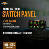Auxbeam - BA80 8 GANG LED SWITCH PANEL KIT AUTOMATIC DIMMABLE UNIVERSAL(TWO-SIDED OUTLET) GREEN