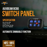 Auxbeam - BC60 6 GANG LED SWITCH PANEL, OFF ROAD LIGHT CONTROLLER (GREEN)