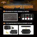 Auxbeam - BA80 8 GANG LED SWITCH PANEL KIT AUTOMATIC DIMMABLE UNIVERSAL(TWO-SIDED OUTLET) GREEN