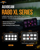 Auxbeam - RA80 XL RGB SWITCH PANEL, LARGER SIZE, TOGGLE/ MOMENTARY/ PULSED MODE SUPPORTED