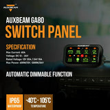 Auxbeam - GA80 8 GANG LED SWITCH PANEL KIT AUTOMATIC DIMMABLE UNIVERSAL(ONE-SIDED OUTLET) GREEN