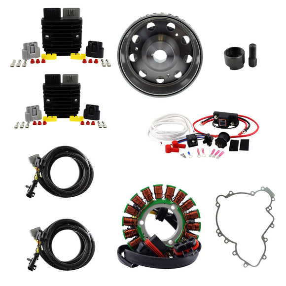 900W SPLYT Stator + Regulator + Dual Battery Isolator + Flywheel + Puller + Gasket for Polaris RZR / Sportsman 2013-2025 by RM Stator