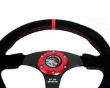 Bad Ass Unlimited - Black Suede Steering wheel with Red Stitching