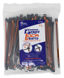 GripLockTies™ 8 inch 70 pound UV Black and Orange 100 bag