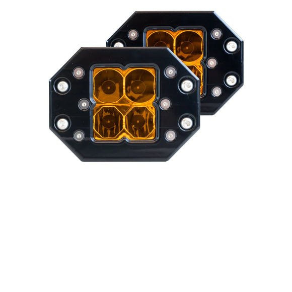 Heretic Quattro Flush Mount Amber LED Pod Light- Pair Pack