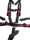 5 Point Racing Harness 2.00 Wide Latch and Link Wrap or Bolt Mounting Padded Shoulders Black HSP Seats By Hunter