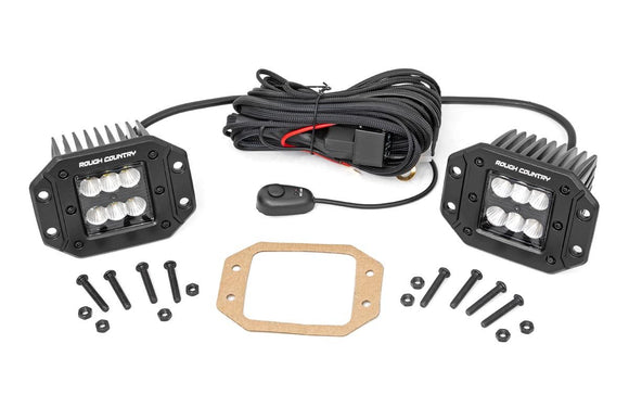 ROUGH COUNTRY 2-INCH SQUARE FLUSH MOUNT CREE LED LIGHTS - (PAIR | BLACK SERIES)