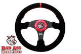 Bad Ass Unlimited - Black Suede Steering wheel with Red Stitching