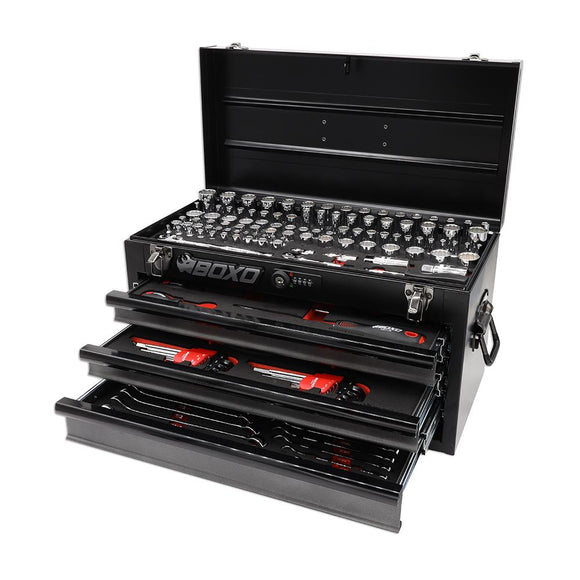 185-Piece Metric and SAE Tool Set with Black 3-Drawer Hand Carry Box