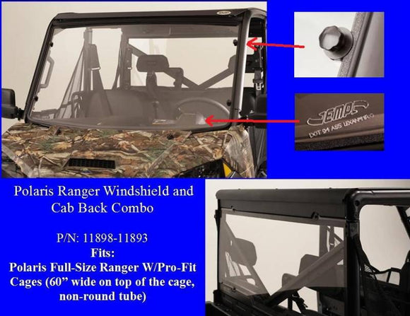 Ranger XP900, Full Size Ranger XP570 and Ranger XP1000 Hard Coat Windshield Combo by EMP