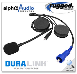 Rugged Radios OFFROAD Wired Helmet Kit with Alpha Audio Speakers, Mic & 3.5mm Earbud Jack