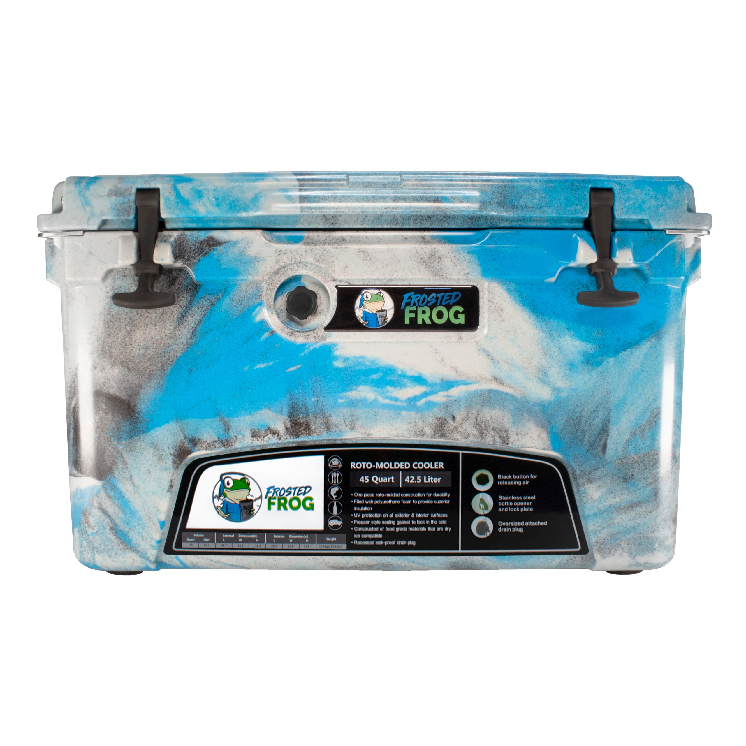 Frosted Frog 45QT Camo Cooler – Camo Blue, Gray & Black, 45QT