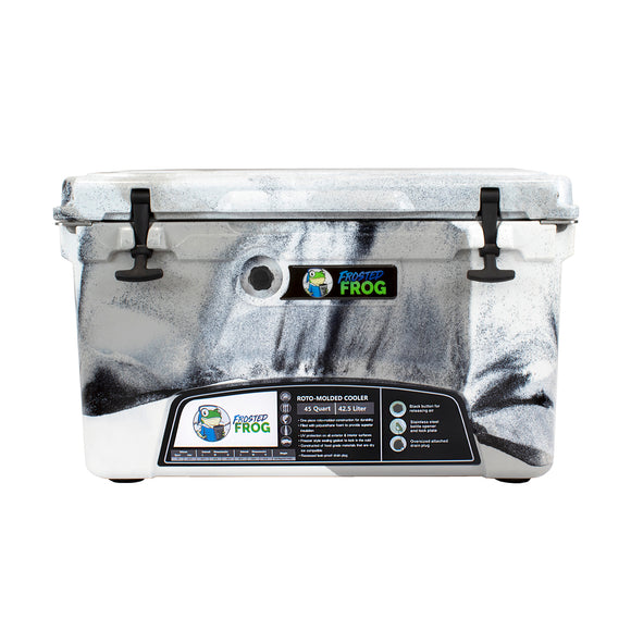 Frosted Frog 45QT Camo Cooler – Camo Black, White & Grey, 45QT