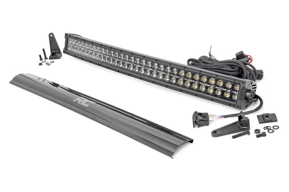 ROUGH COUNTRY 30-INCH CURVED CREE LED LIGHT BAR - (DUAL ROW | BLACK SERIES W/ AMBER DRL)
