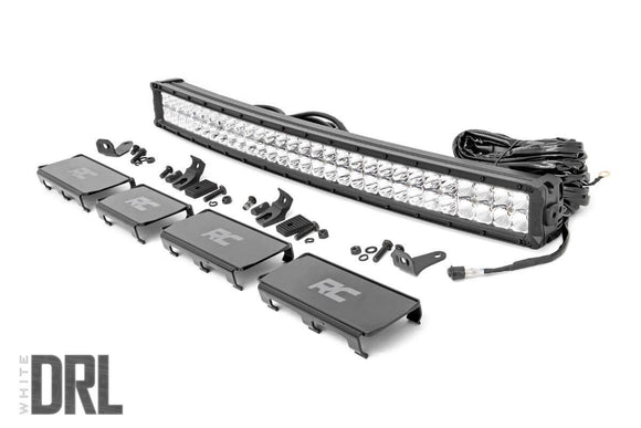 ROUGH COUNTRY 30-INCH CURVED CREE LED LIGHT BAR - (DUAL ROW | CHROME SERIES W/ COOL WHITE DRL)
