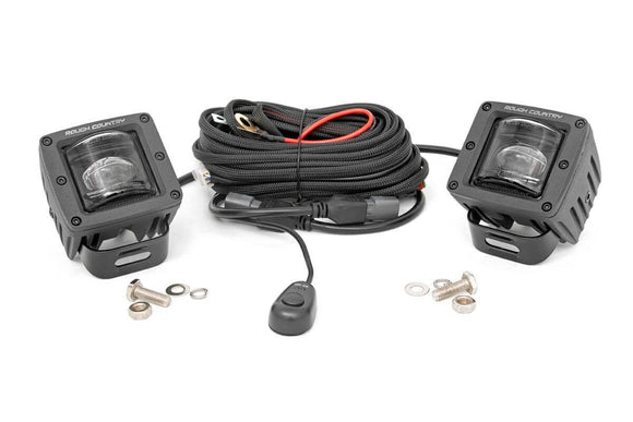 ROUGH COUNTRY 2-INCH SQUARE LED SAE FOG LIGHTS - (PAIR)