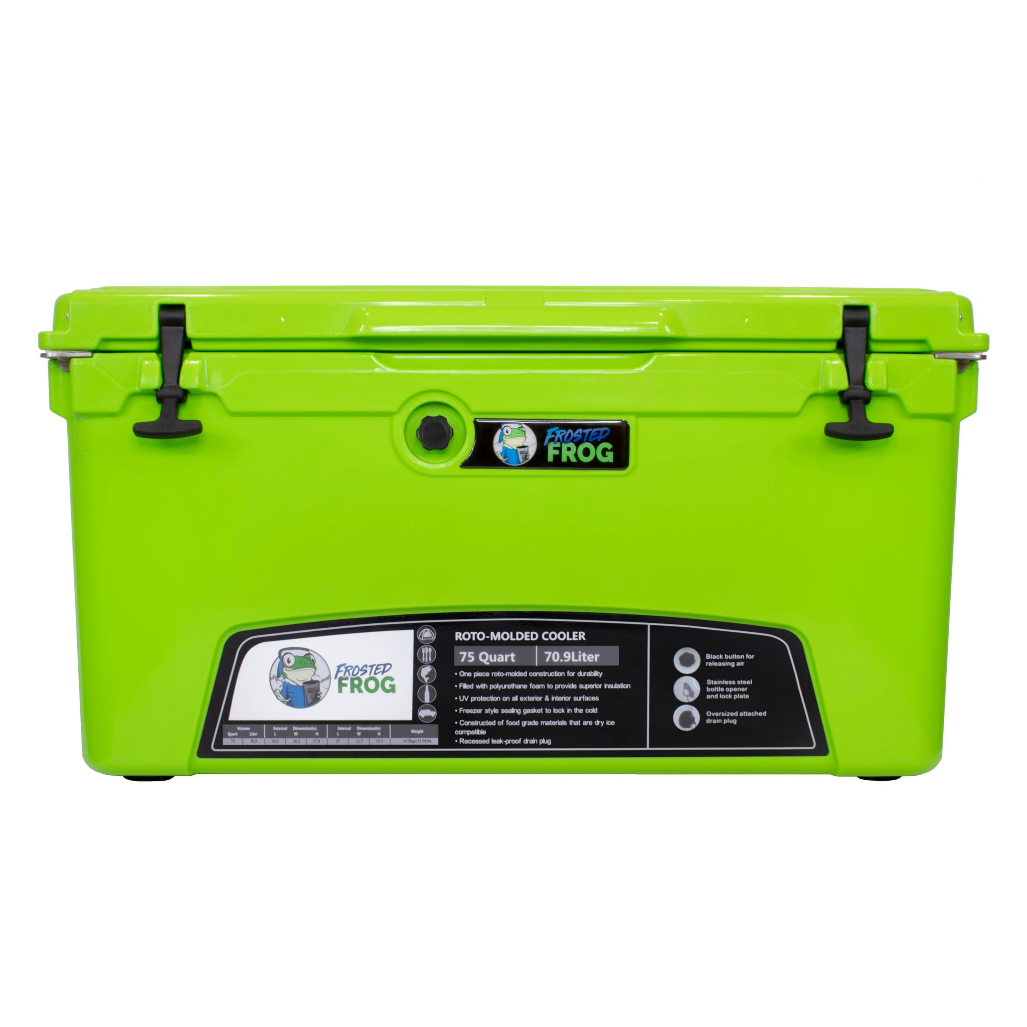 Frosted Frog 75 QT Rotomolded Cooler – Original Green, 75QT – Pro