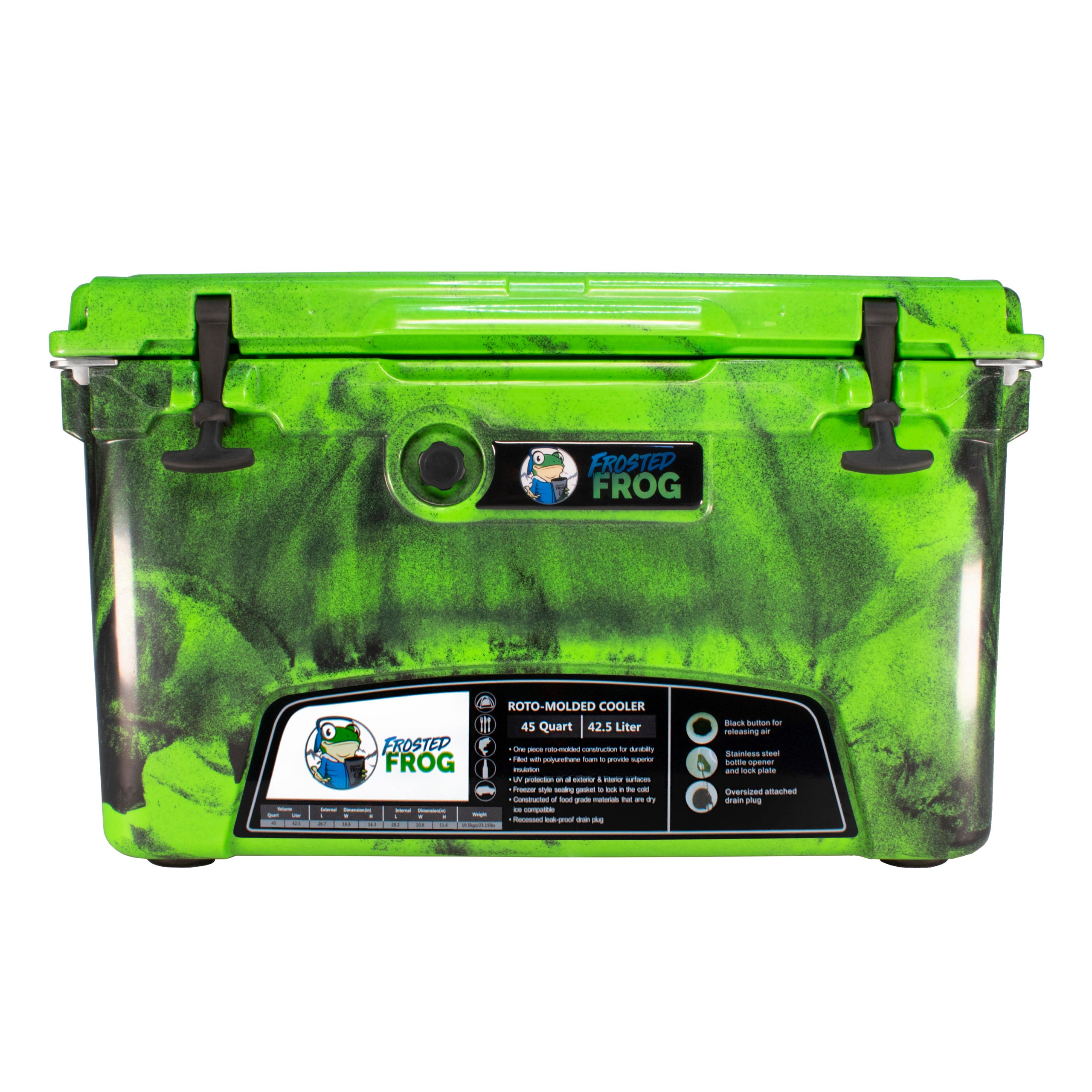 Frosted Frog 45QT Camo Cooler – Camo Original Green & Black, 45QT