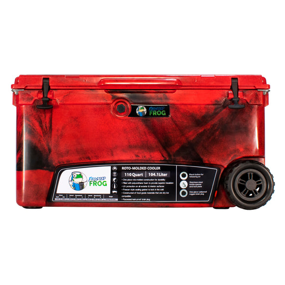 Frosted Frog 110 QT Cooler with Wheels – Red Camo, 110QT