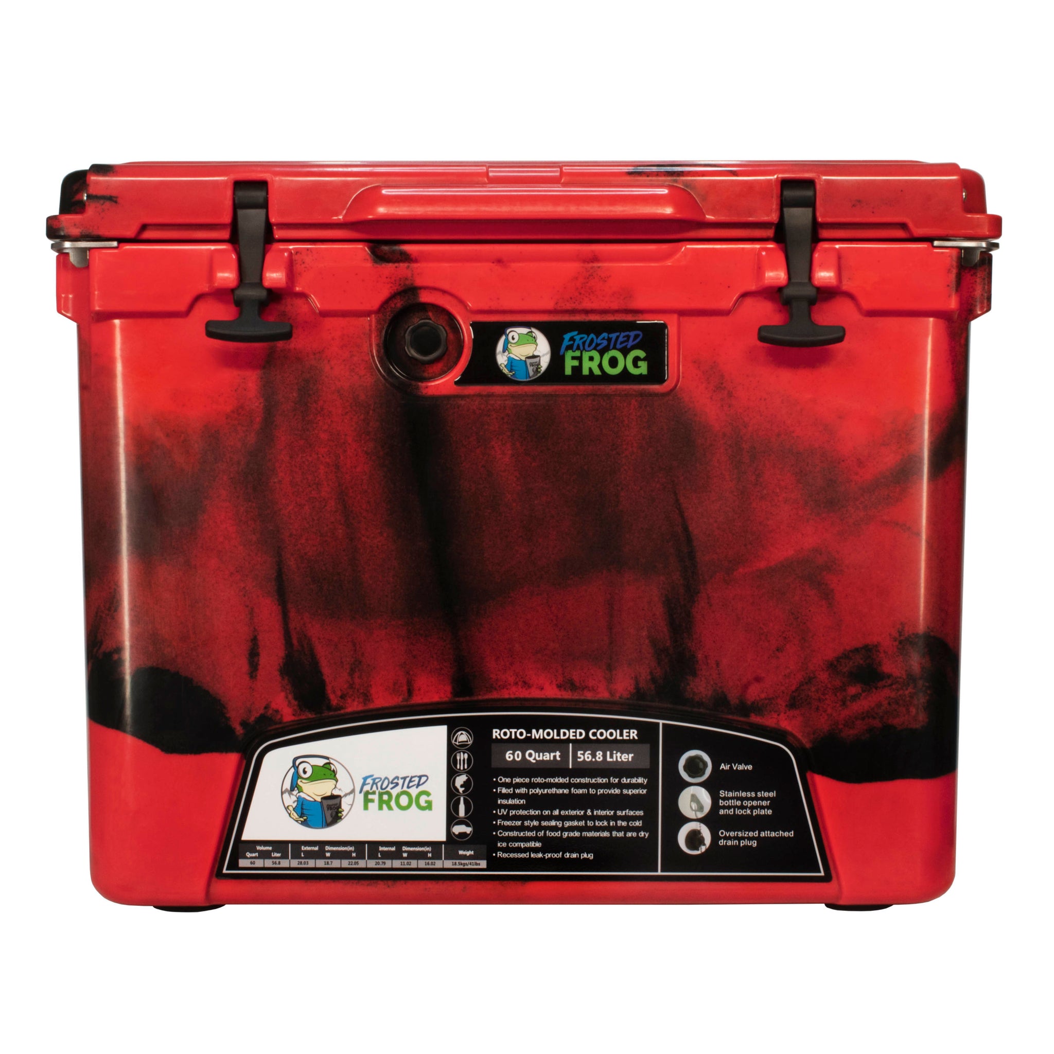 Frosted Frog 60QT Cooler with Wheels & Telescoping Handle – Red