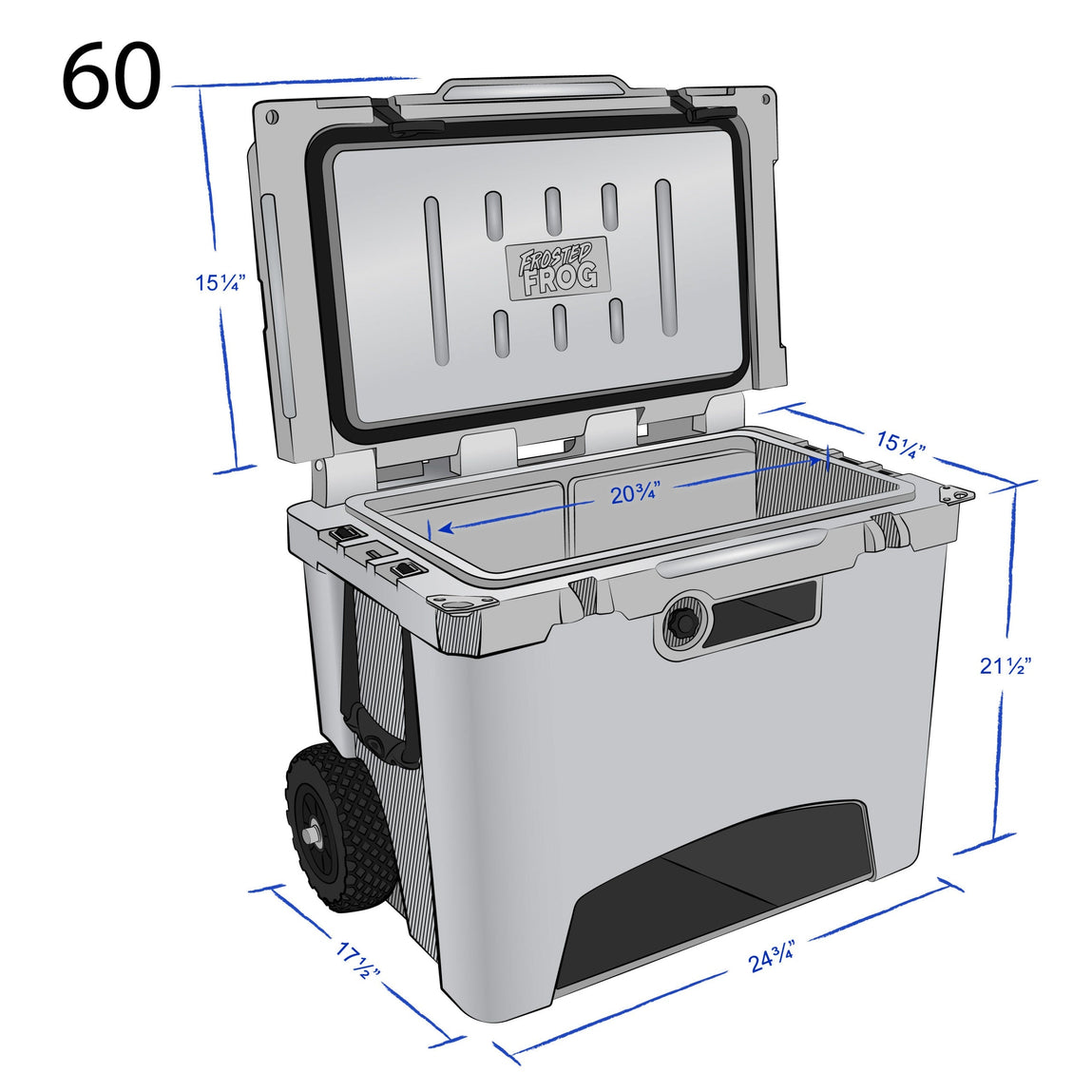 Frosted Frog 60QT Cooler with Wheels & Telescoping Handle – Red