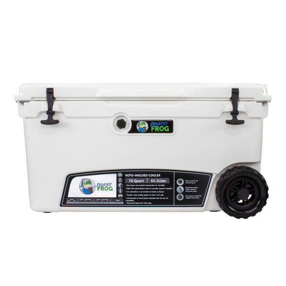 Frosted Frog 70 QT Cooler with Wheels – White, 70QT